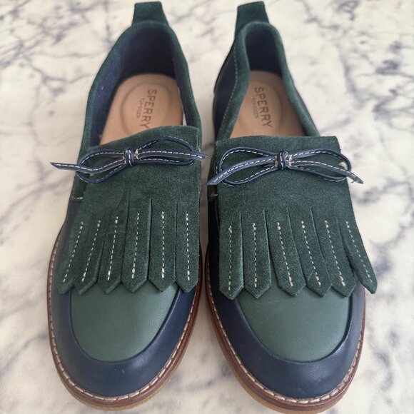 Sperry Shoes - Sperry Navy/Green Seaport Penny Kiltie Loafer Shoes Womens Size US 6.5